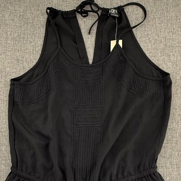 NEW! LOFT Black Romper Shorts Sleeveless Relaxed Fit Small Petite Drawstring - Picture 3 of 13